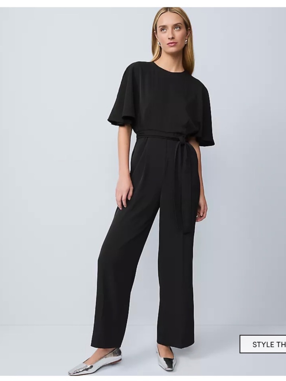 Ann Taylor Belted Wide Leg Jumpsuit
